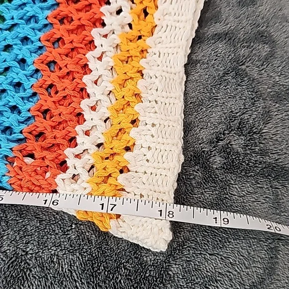 NWOT Boho crochet bell sleeve Granny squares open front sweater. Oversized S - Picture 9 of 10